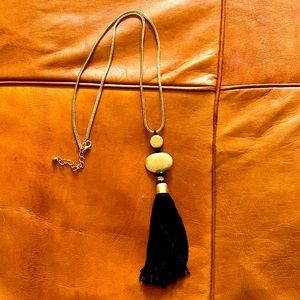 Gold & Black Tassel Necklace